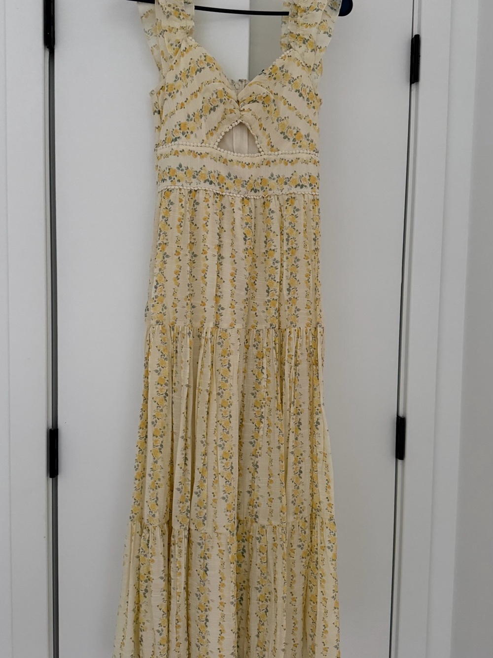 Women’s Yellow Floral Tiered Maxi Dress